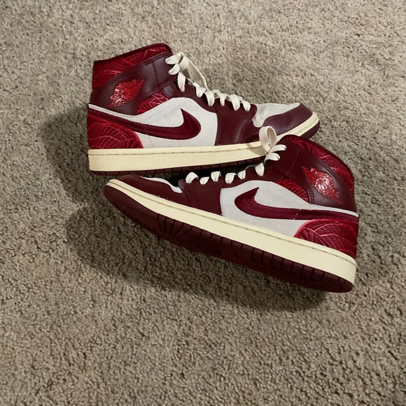 Nike Shoes-Nike Air Jordan1 Retro Mid SeTiki Leaf Red Shoes Sneakers Dz2820-601 - Picture 2 of 8